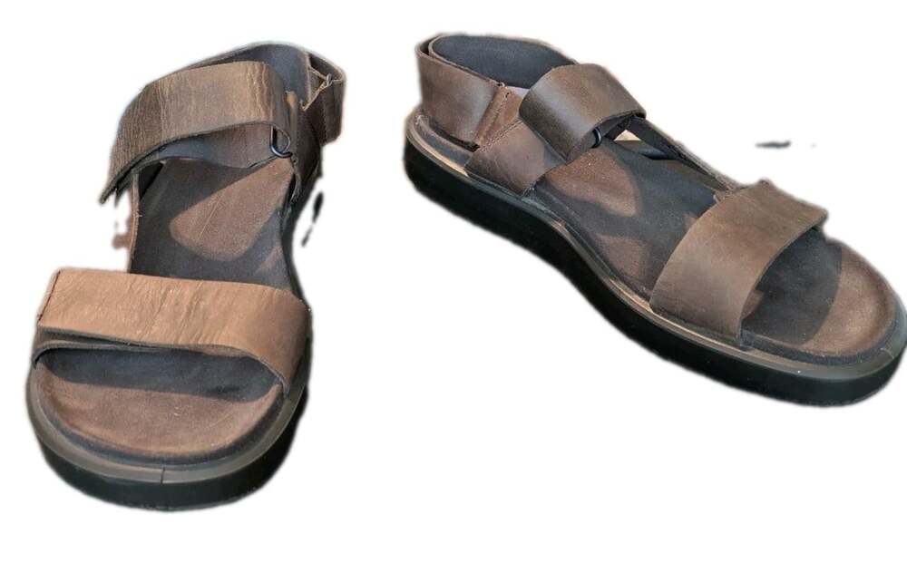 Ecco Flowt Summer Sandals Brown Leather 3 Straps Mens 45 US 11